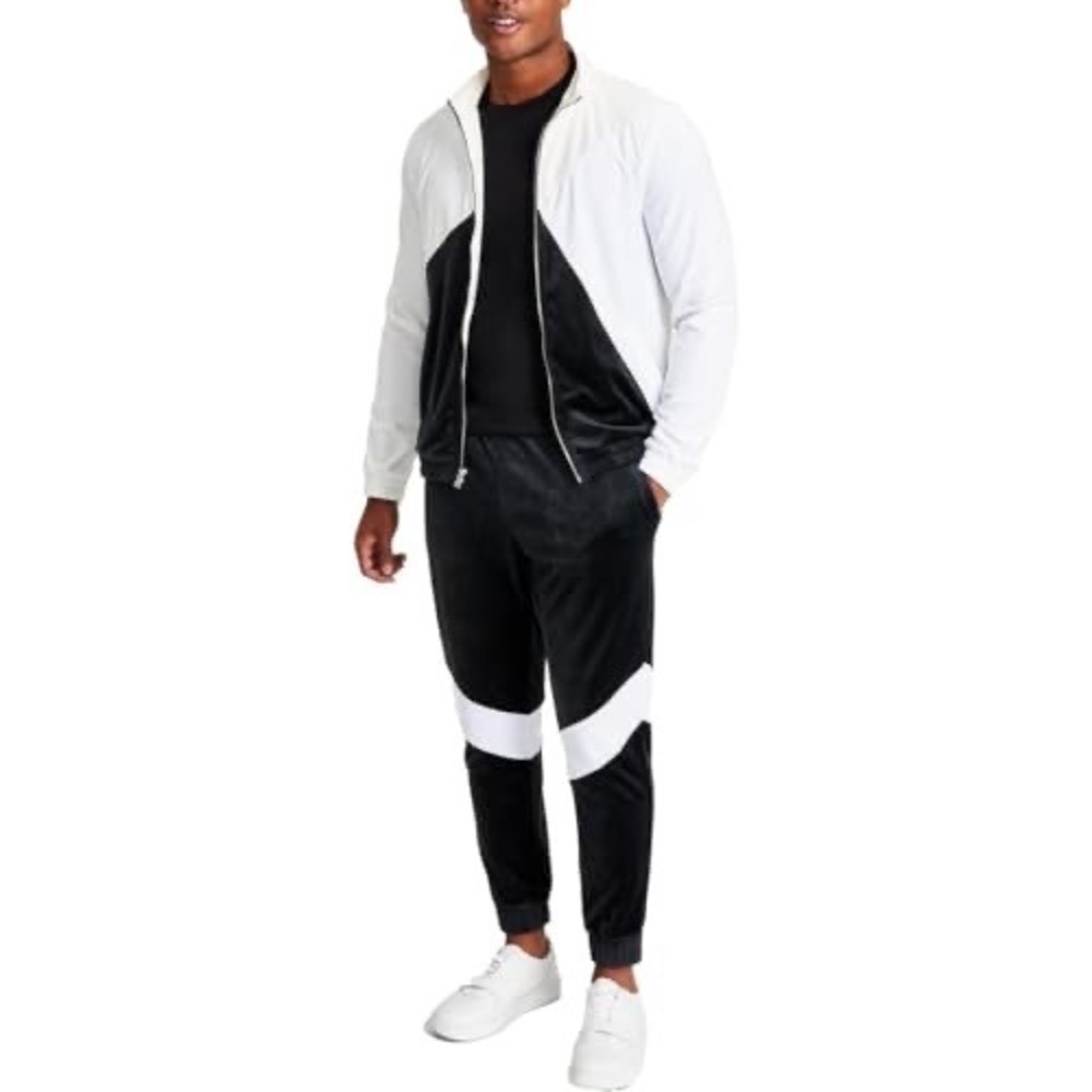 INC International Concepts Mens Velour Color-block‎ Track Jacket Size XS